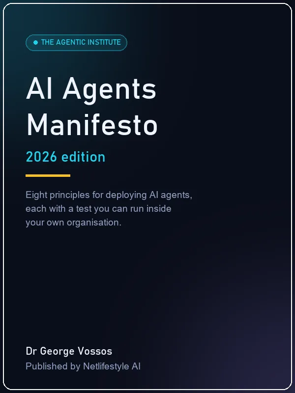 Cover of the AI Agents Manifesto, 2026 edition, published by Netlifestyle AI